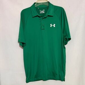 Under Armour Men’s Green Athletic Polo with White Logo, Size L, EUC, MAKE OFFER!